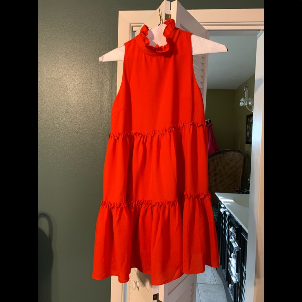Anthropologie ruffle turtle neck swing dress NWT